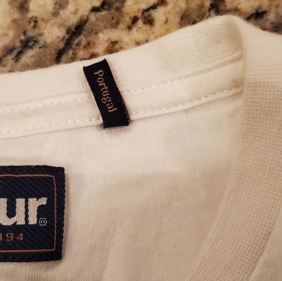 Barbour White Blue Stripe Cotton T-Shirt Small - Picture 8 of 8